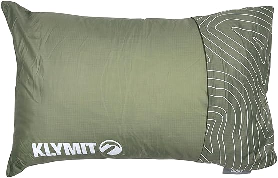 وسادة تخييم Klymit Drift ، وسادة سفر رغوة الذاكرة الممزقة مع غطاء قابل للعكس للاستخدام في الهواء الطلق ، أخضر ، منتظم
