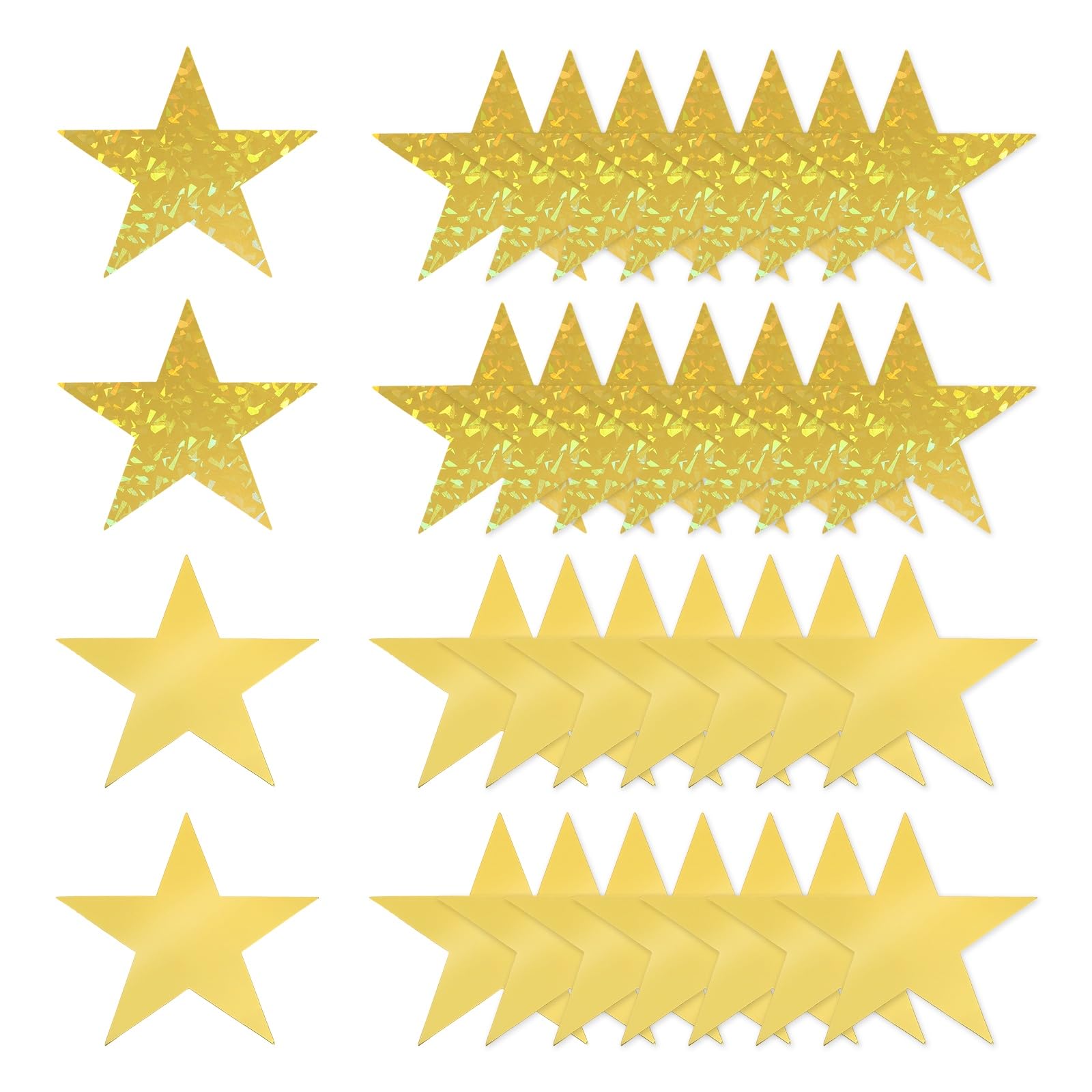 sourcing map 48 Pcs Stars Cutouts Decoration, 6" Double Printed Paper Stars Cutout Confetti Cardboard Stars Decorations for Bulletin Board Wall Classroom Party, Gold/Laser Gold