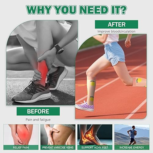 Miniatura 4 de LEOSTEP Compression Socks for Women and Men Circulation, Knee High Stockings Support for Nurses, Cycling, Hiking, Running