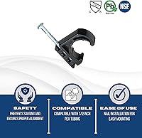 Vista 3 de XFITTING J abrazaderas para 1/2" Pex, cobre, tubos de CPVC ect. Talones de tubo con clavo, 26-4-2 (100)
