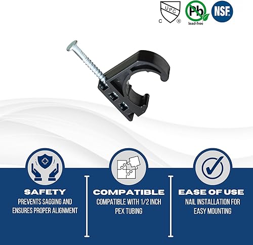 Miniatura 3 de XFITTING J abrazaderas para 12" Pex, cobre, tubos de CPVC ect. Talones de tubo con clavo, 26-4-2 (100)