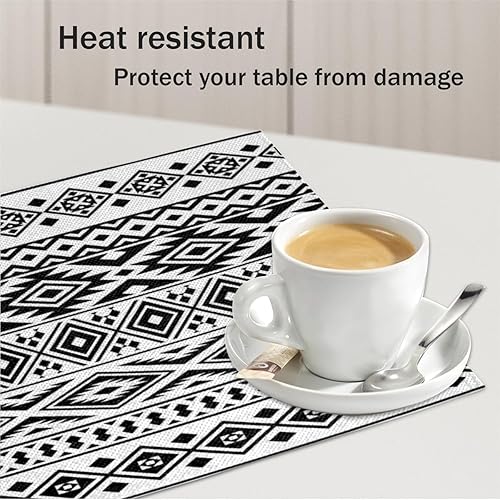 Miniatura 5 de Classic Aztec Pattern Placemats Set of 4 Table Mats Washable Placemat Waterproof Place Mats for Party Home Dining Table Decor 18x12 in
