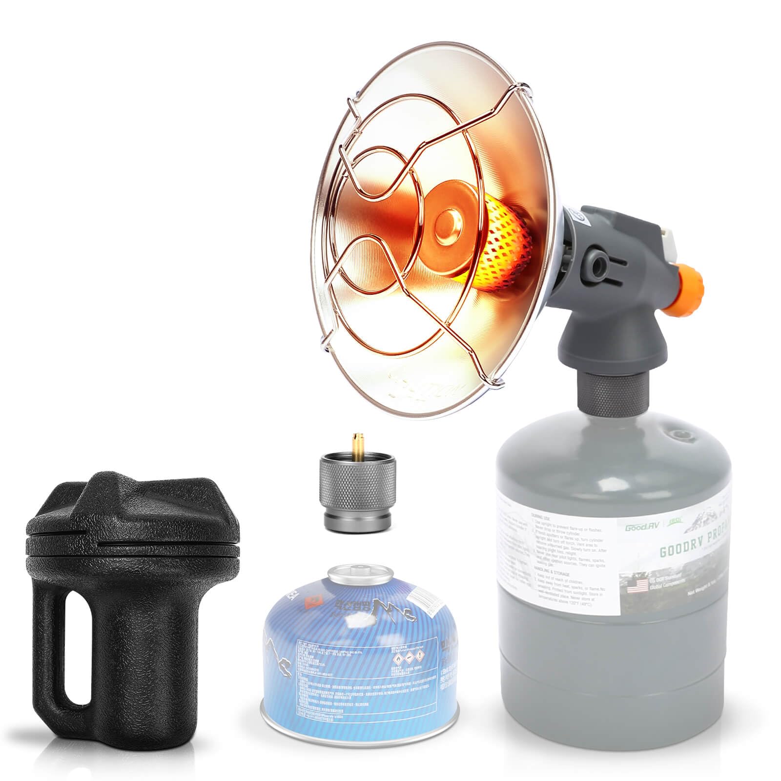 Portable Propane Tent Heater for Camping, 4,300 BTU In Propane and  Butane Heater for Camping, Patio, Hiking, Garage, Ice Fishing, Safe Heat