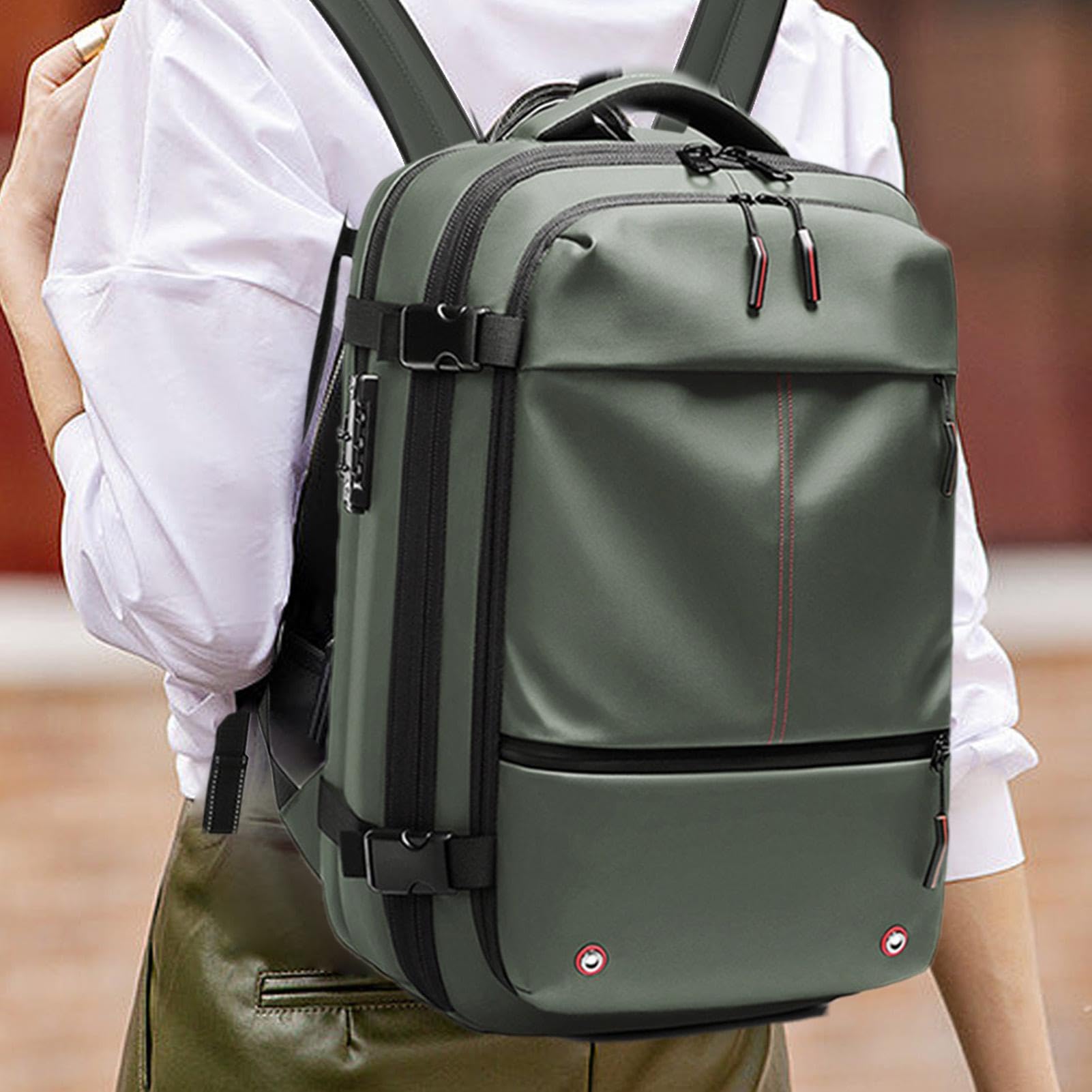 Sac à dos de voyage sous vide – Sac à dos extensible avec pompe, sac à dos de voyage antivol, grand sac à dos de voyage de 60 L avec poches, séparation humide et sec, sac à dos antivol imperméable