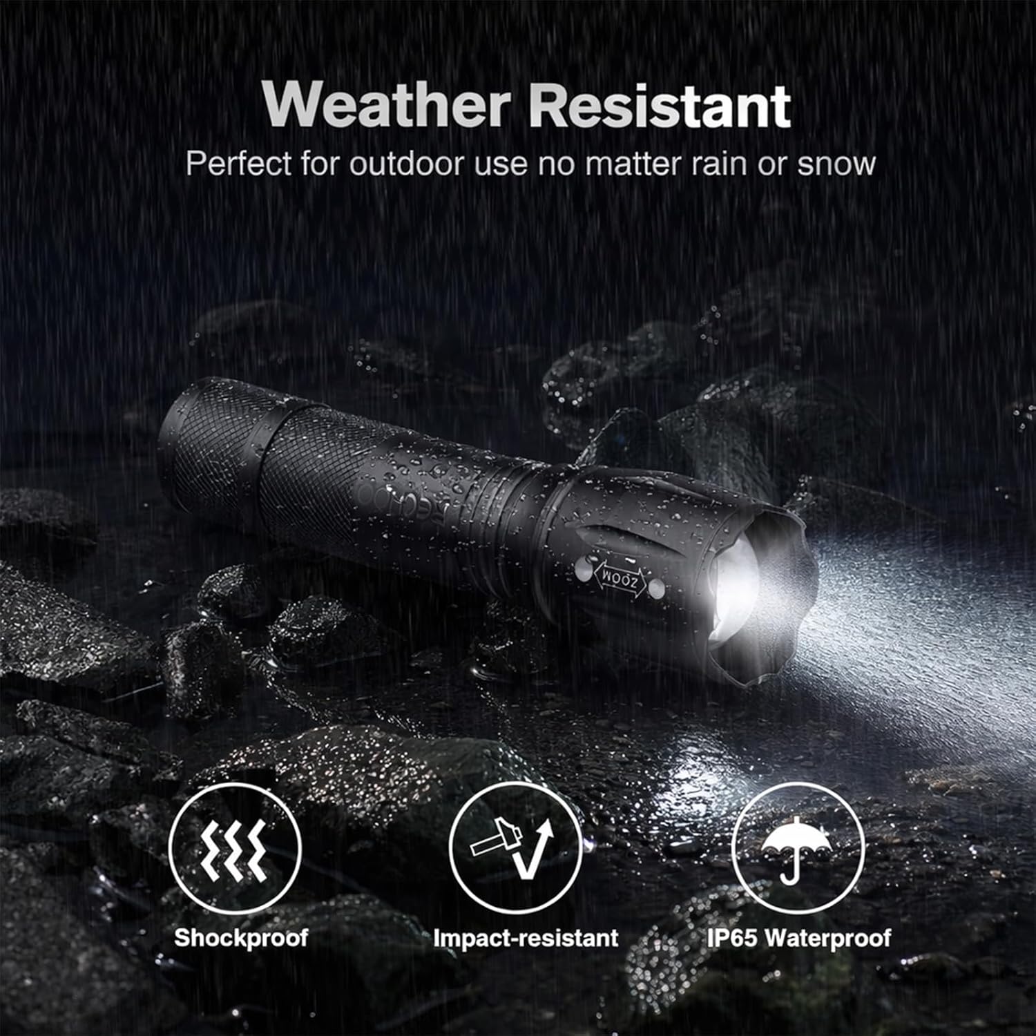2 Pack LED Handheld Flashlight Set Adjustable Focus, IP67 Water Resistant, Super Bright Flashlights for Camping, Emergency, Hiking, Gift