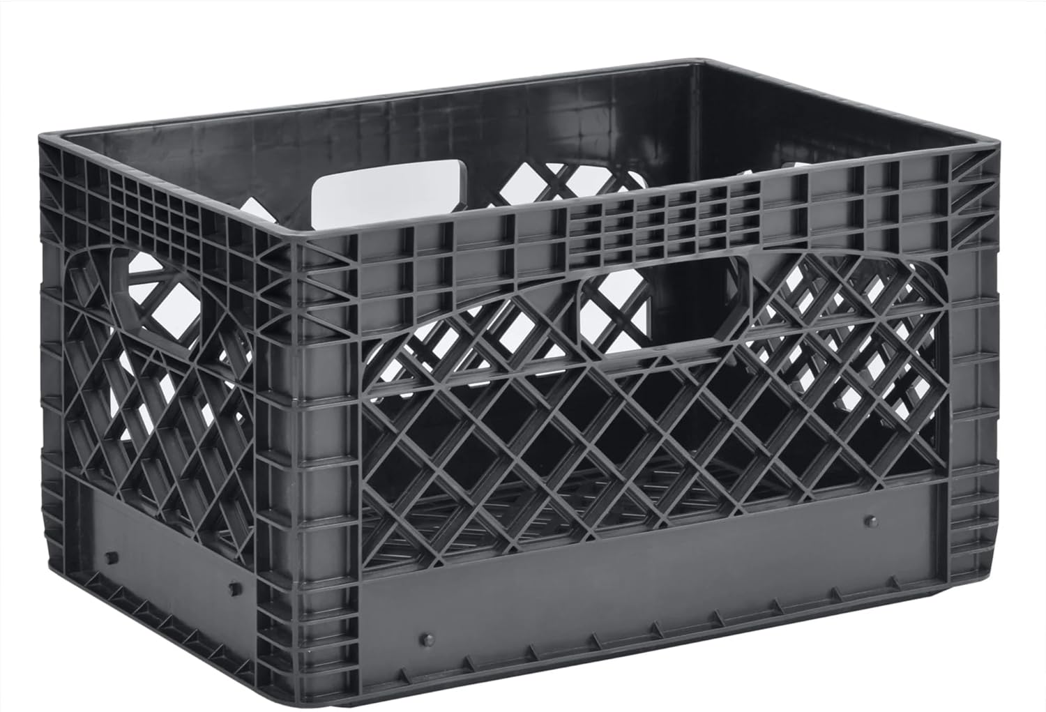 24-Quart Heavy-Duty Plastic Stackable Milk Crates, Black – Large Storage Bins for Home, Garage, Vehicle & Office – Water-Resistant, with Handles