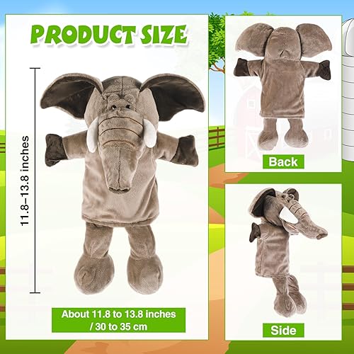 Miniatura 3 de 9 marionetas de mano de animales con boca abierta y movible de 11.8 a 13.8 pulgadas, animales de granja suaves, animales de peluche, animales de