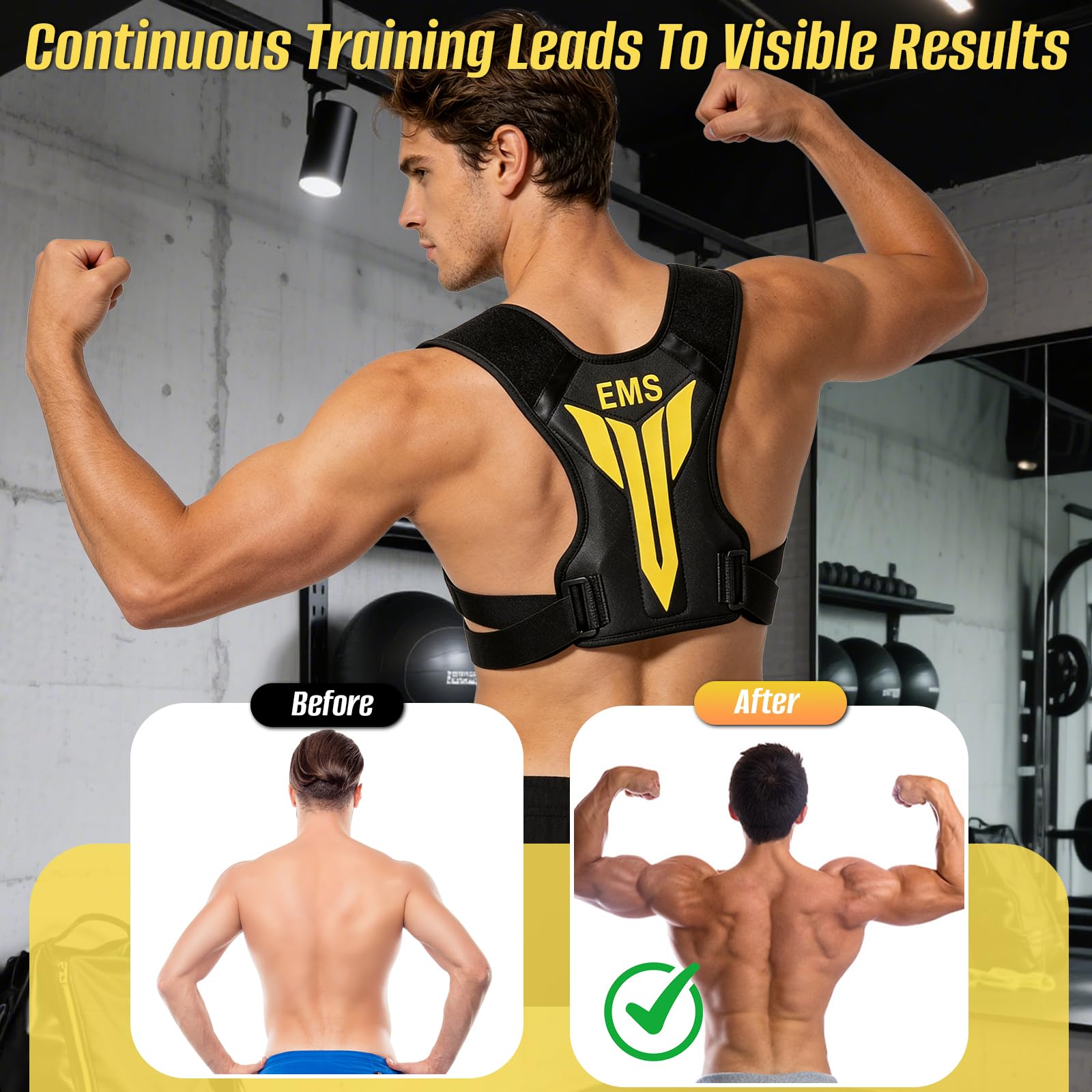 Électrostimulateur Musculaire pour Cou et Dos, EMS Masseur Dos et Cervicales avec Télécommande, 30 Niveaux & 10 Modes, Sangle Electrostimulation pour Cou Dos, Entraîneur Cou EMS pour Hommes et Femmes