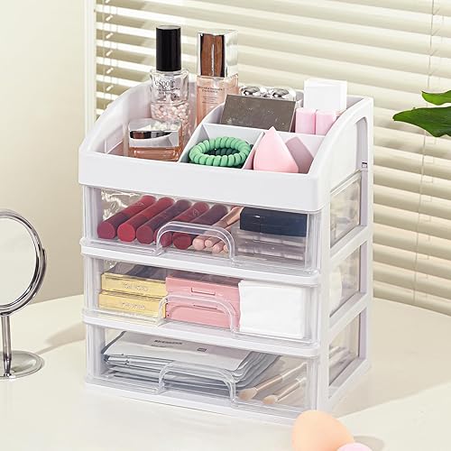 Makeup Organizer with 3 Drawers, Desk Organizer, 6 Compartments, Cosmetic Storage Organizer, Desk Storage Box, Bathroom Organization Boxes