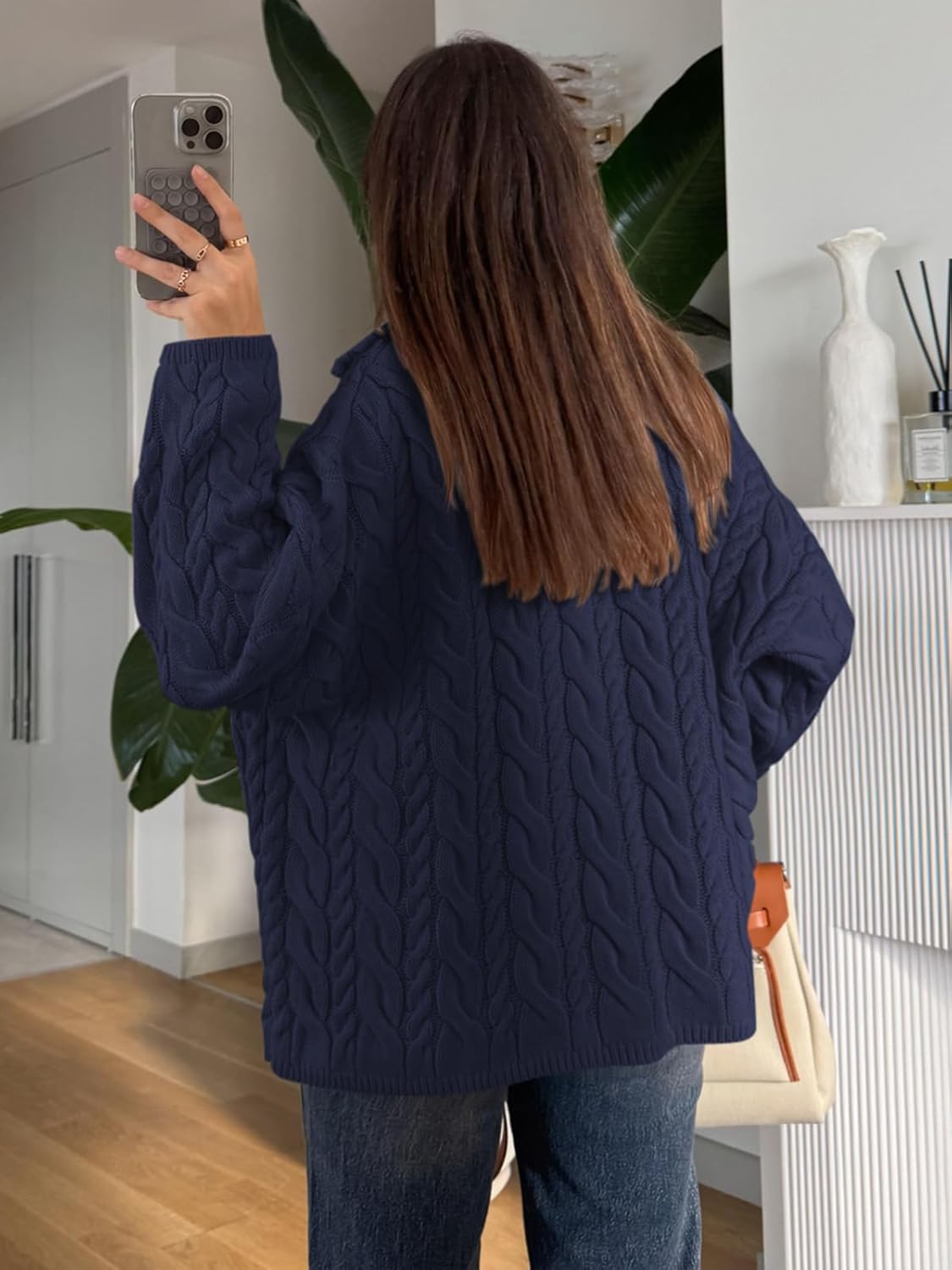 PRETTYGARDEN Womens Spring Sweaters 2026 Long Sleeve Quarter Zip Pullover Sweater Casual Loose V Neck Cable Knit Jumper Tops - Image 7