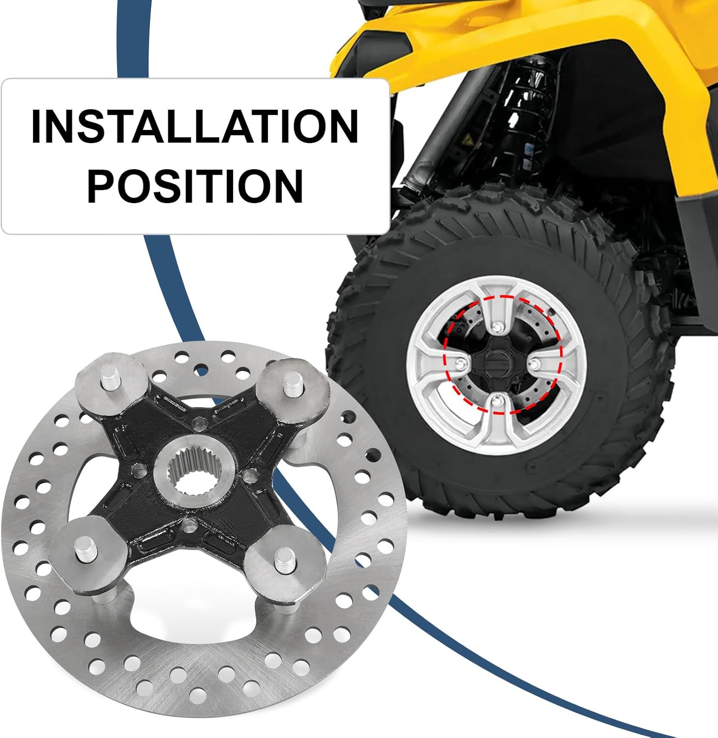 Front/Rear Wheel Hub & Studs & Brake Rotor Compatible with Can Am Outlander Renegade 450 500 570 650 800 850 1000 2012-2021