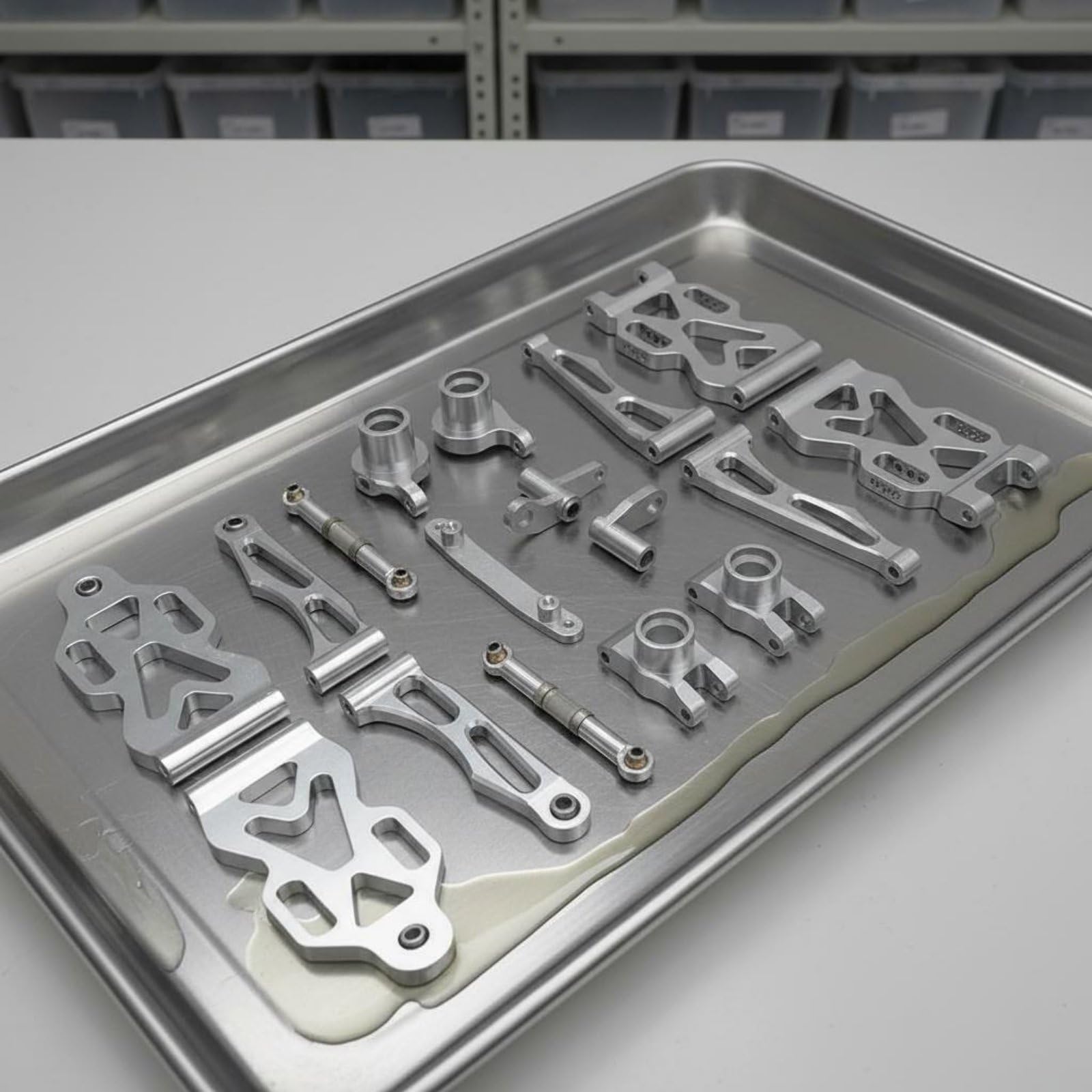 Baoblaze Componente de Actualización Vehicular Kit de Chasis para Coche RC 1/16 Brazos Amortiguadores Enlaces Copas de Dirección Metal Aleación de Aluminio, Rojo