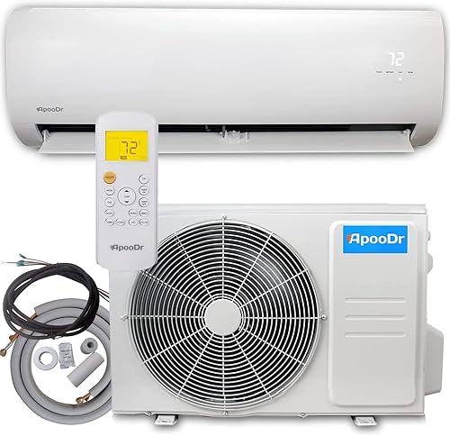 ApooDr Sistema de inversor sin conductos de aire acondicionado mini split de 12000 BTU 16.8 SEER con bomba de calor 220 V 1 tonelada, con kit de
