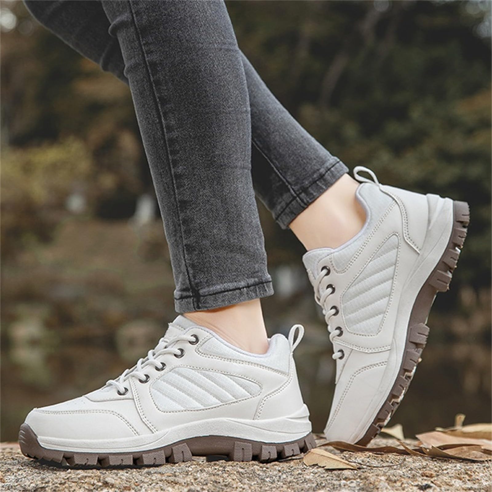 Zapatillas de senderismo impermeables para mujer, color beige