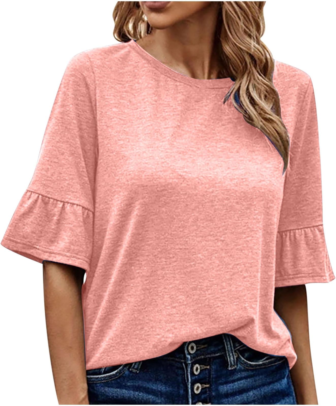Ladies Basic Tops 2023 Western Shirts for Women Long Sleeve Tees Sweatshirt Dressy Floral Print T Shirts Tunic Blouse