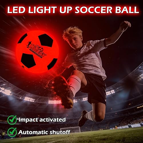 Miniatura 2 de Balón de fútbol que brilla en la oscuridad, resistente al agua, tamaño oficial 5, se ilumina con cada patada, incluye bomba, baterías manuales y