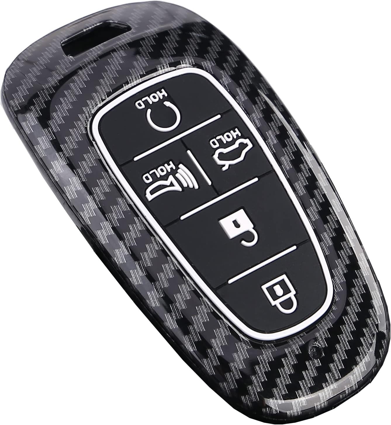 Key Fob Cover Case Fit for 2020 Hyundai Sonata 5 Buttons Keyless Entry Remote Case Holder ABS Carbon Fiber Pattern (Black)