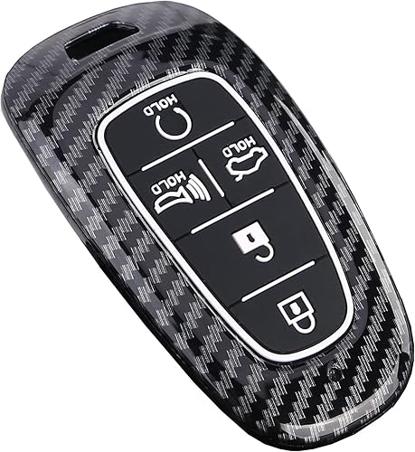 Miniatura 7 de Funda para llavero para Hyundai Sonata 2020 con 5 botones sin llave, con diseño de fibra de carbono ABS (rojo)
