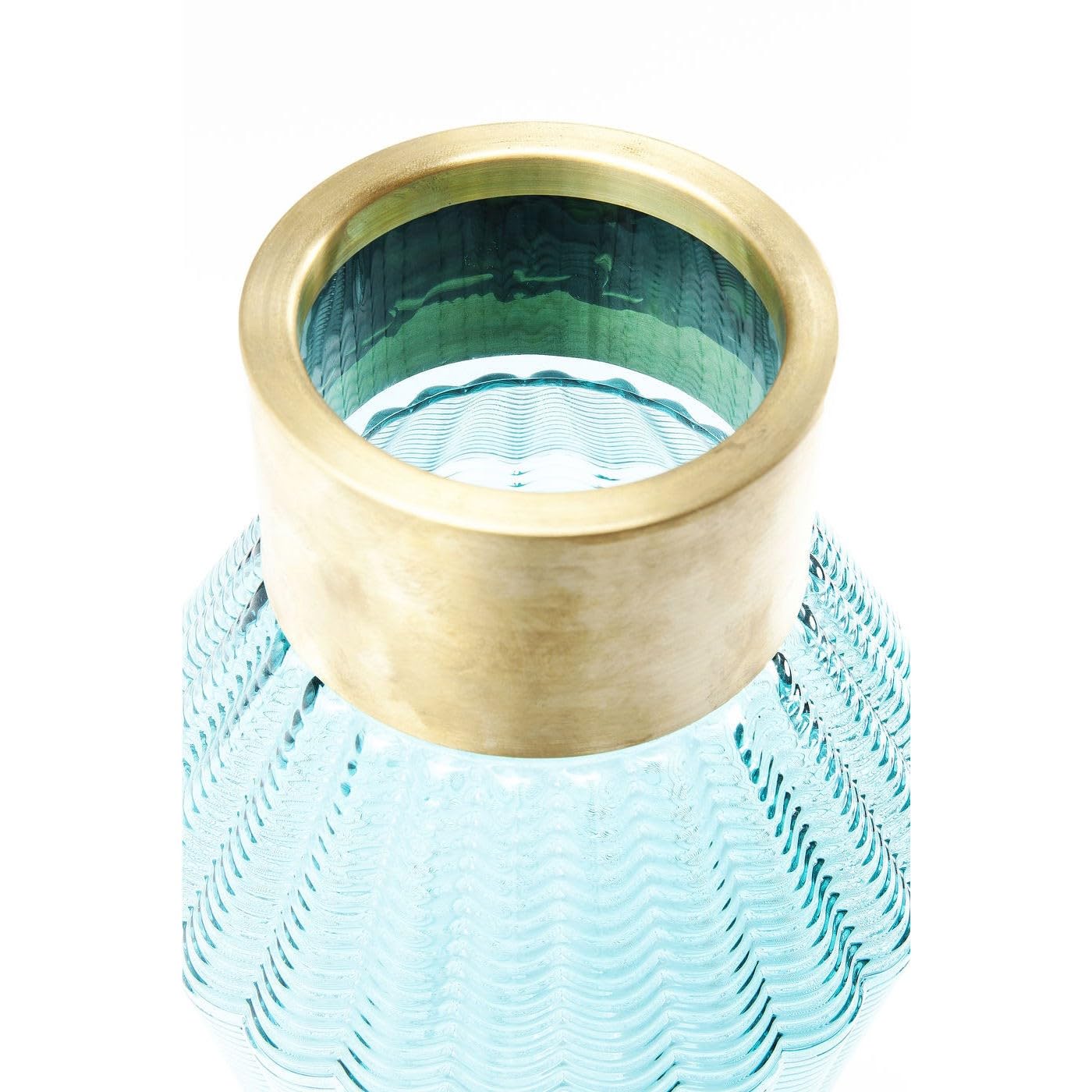 Kare Design Jarrón Barfly, azul claro, cristal, soplado a boca, hecho a mano, jarrón decorativo, retro, decoración de salón para la mesa, 43x18x18 cm (A/A/P)