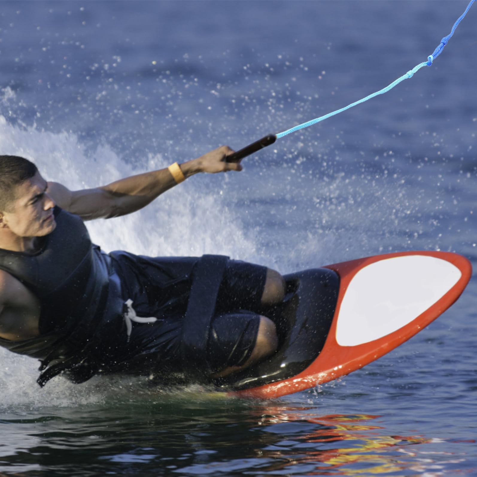 1 Stück Wasserskiseil mit Griff, Schwarz, Nylon für Boot Zufällige Farbe | Kneeboarding und Boating, Feuchtigkeitsresistent und Abriebfest, Leicht zu Handhaben Zufällige Farbe