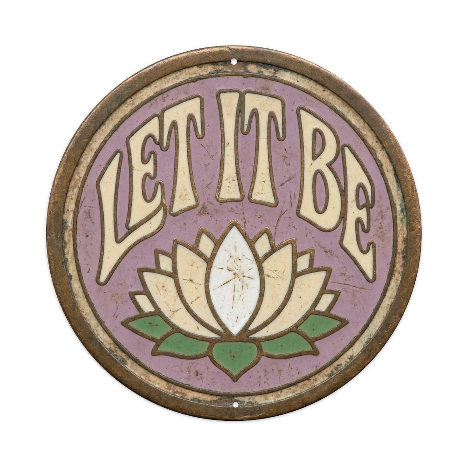Let It Be Vintage Bedroom Display Retro Slogans Metal Tin Sign Plaque Wall Decor for Cafe, Club, Garden Round Metal Poster 8x8Inch