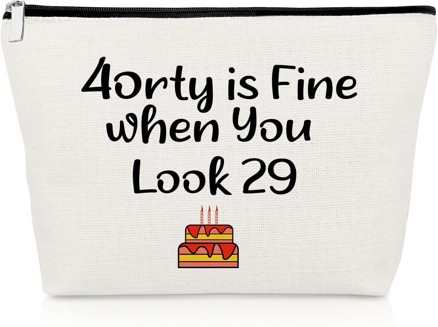 40th Birthday Gifts for Women Her Funny Makeup Bag 40 Years Old Birthday Gifts for Mom Wife Sister Best Friend Colleague Coworker Mum Cosmetic Bag 1985 Presents Forty Presents Travel Cosmetic Pouch