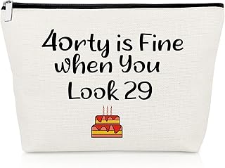40th Birthday Gifts for Women Her Funny Makeup Bag 40 Years Old Birthday Gifts for Mom Wife Sister Friend Colleague Coworker Cosmetic Bags 1982 Birthday Gifts Forty Birthday Gift Travel Cosmetic Pouch