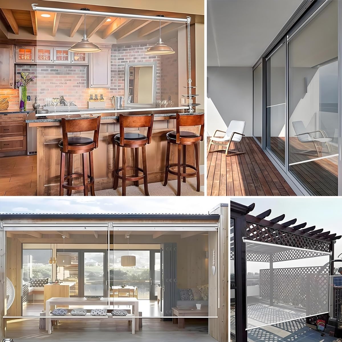 Cortina Enrollable Transparente de PVC - Estores Enrollables Impermeable - para Terraza, Jardín, Balcón, Pérgola, Ventanas Y Puertas - Persianas Cubierta de Vinilo Protectora(W200xH230cm)