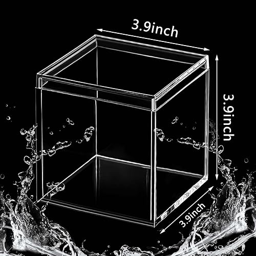Miniatura 2 de Blulu 8 cajas de acrílico transparente con tapa, caja de almacenamiento de plástico para joyas, mini cubos para dulces y joyas pequeñas (3.9 x 3.9 x