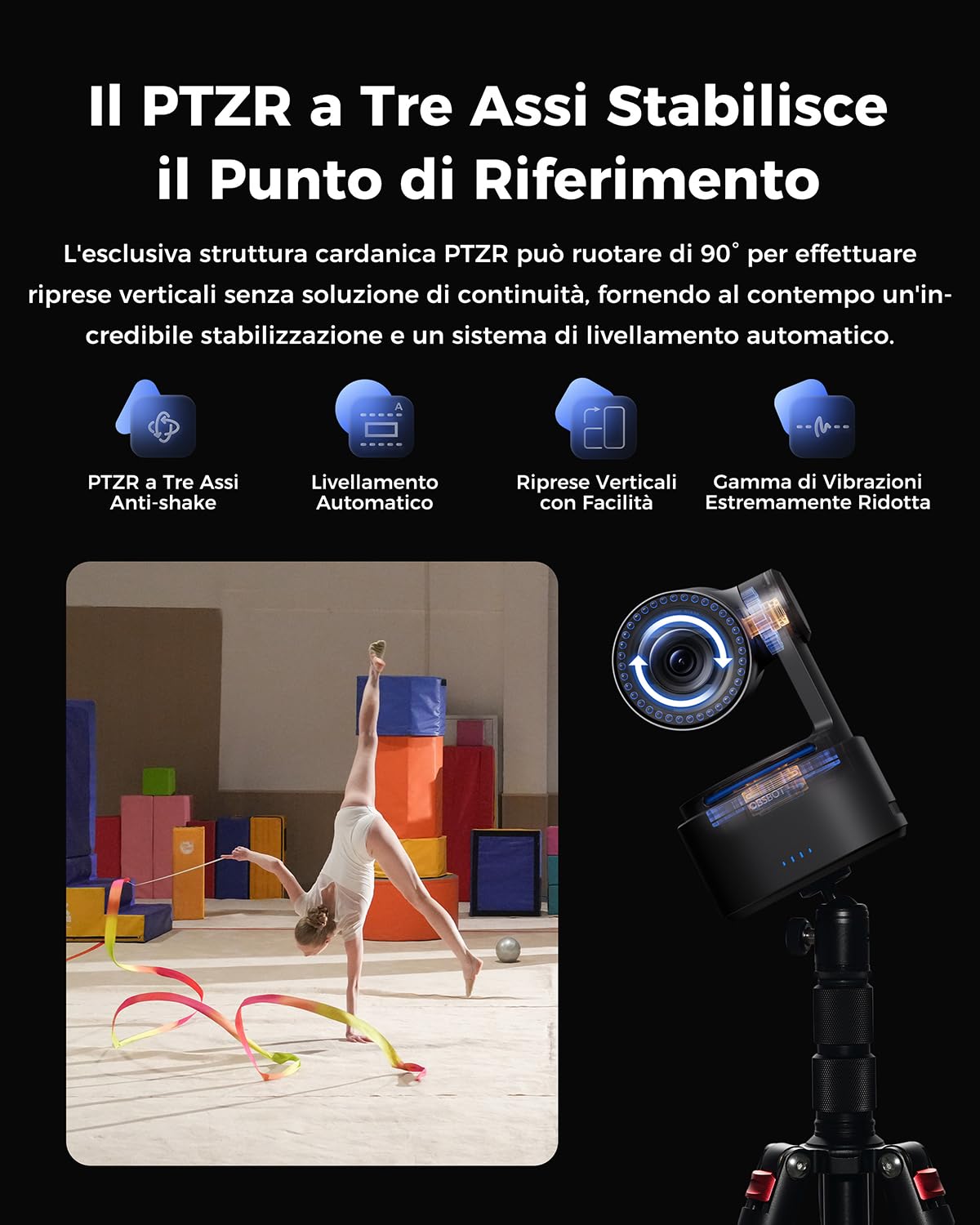 OBSBOT Tail 2 PTZR NDI Camera 4K@60FPS, Pro AI Tracking, 1/1.5" CMOS, 50MP, 5X Optical Zoom, 12X Hybrid Zoom, Uscita SDI/HDMI/IP/USB 3.0, Streaming per Meeting, Eventi e Worship.