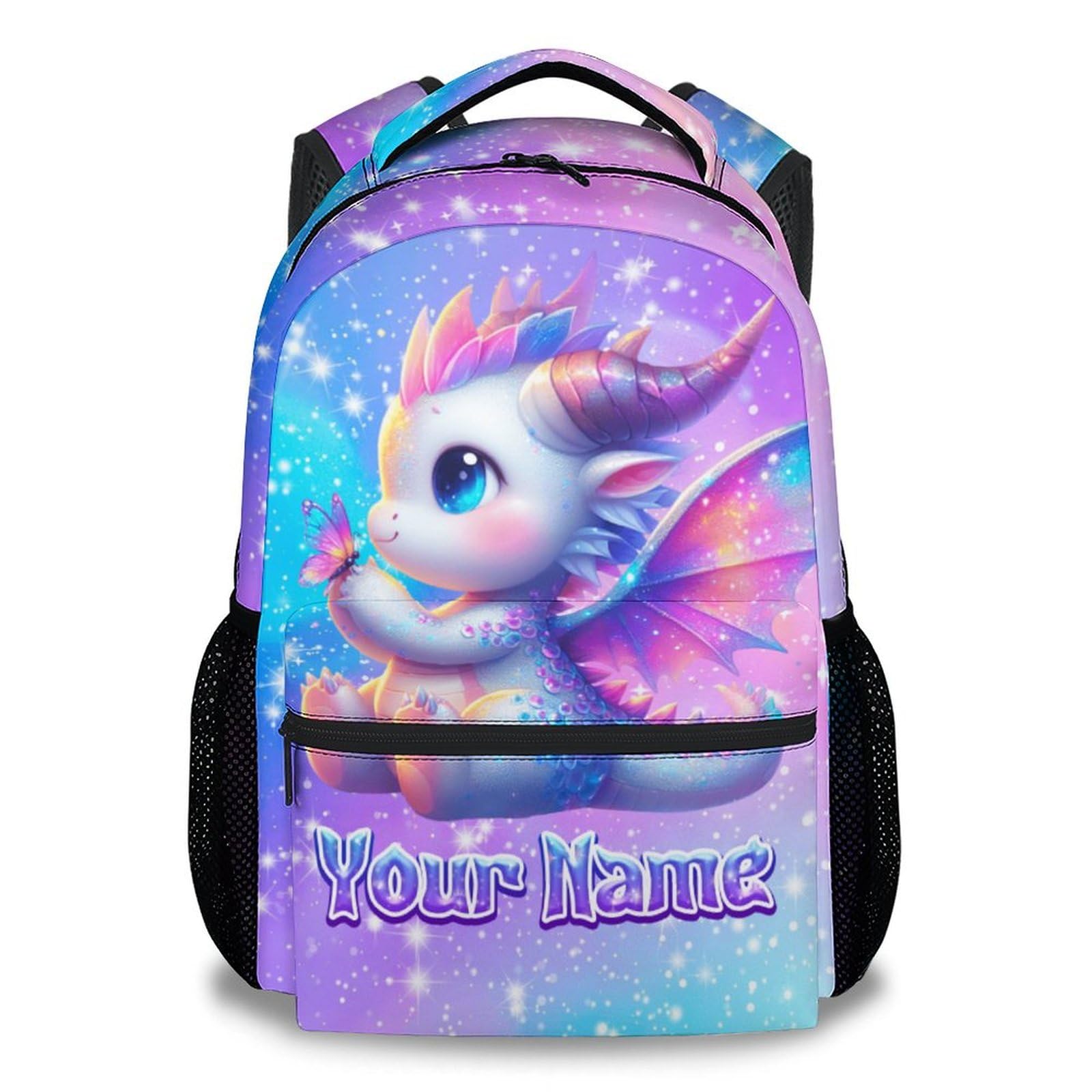 XaocNyx Customized Backpack for Girls - Dragon Backpacks for Kids Ages 6-8, 17 Inch Custom Toddler School Bookbag with Adjustable Straps