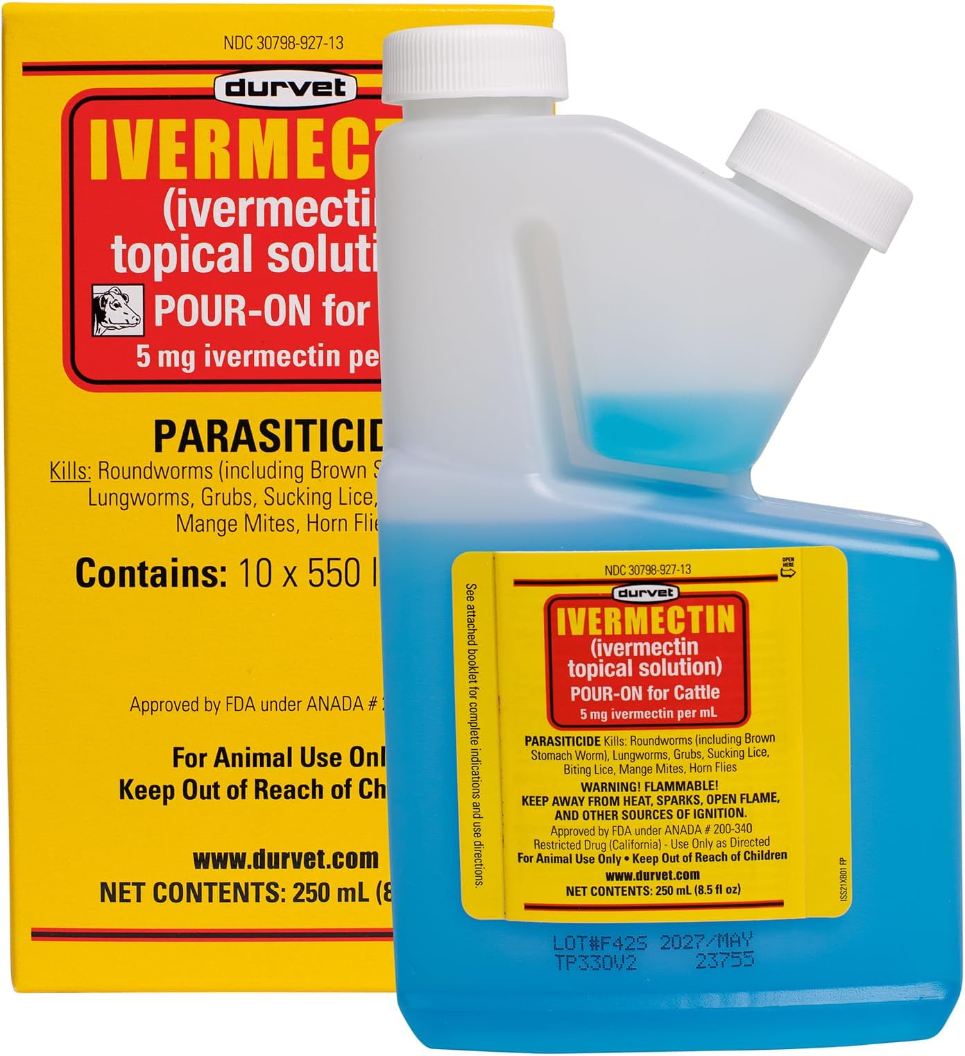 Durvet Pour On Parasiticide for Cattle 250mL
