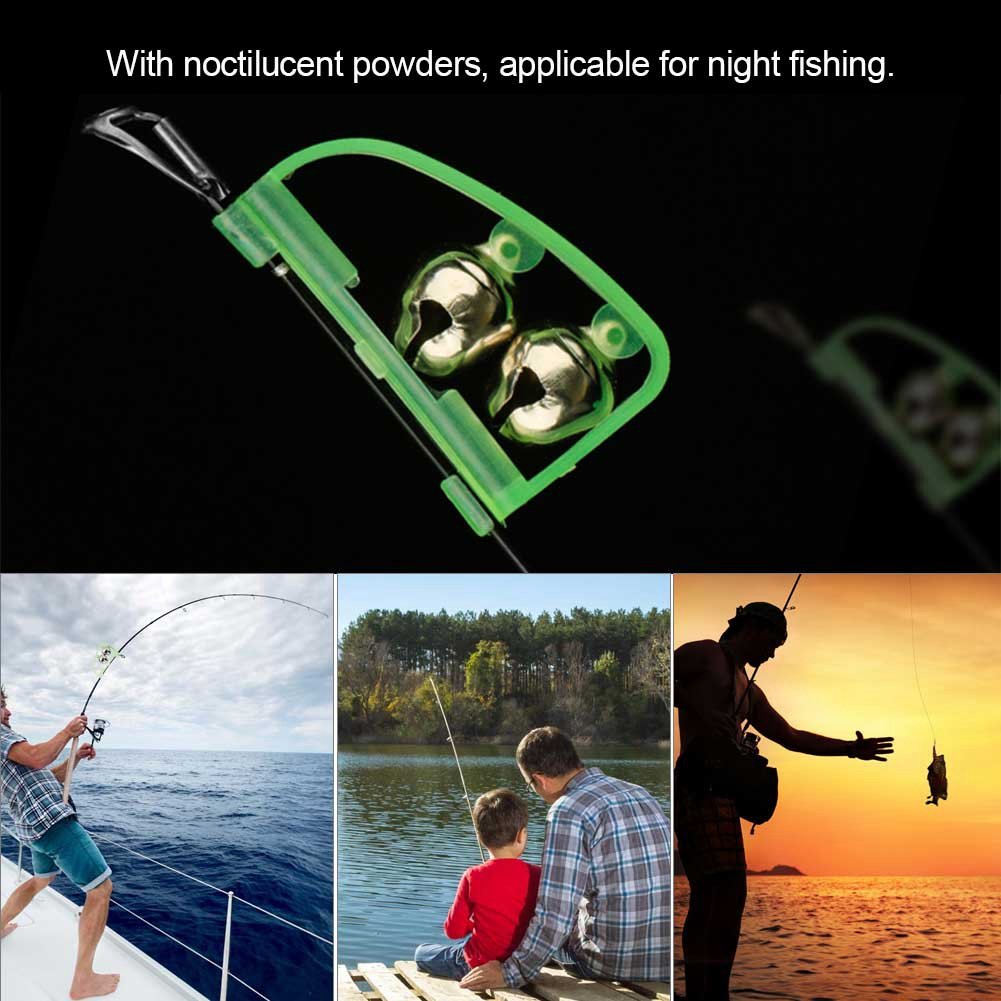 Dzwonki do wędek Klips na końcówkę wędki LED Light Alarmy do przynęt Dzwonki, 20 sztuk Noctilucent Alarm Podwójne dzwonki alarmowe Sea Saltwater Fishing Clip on Bait AlarmTackle Akcesoria