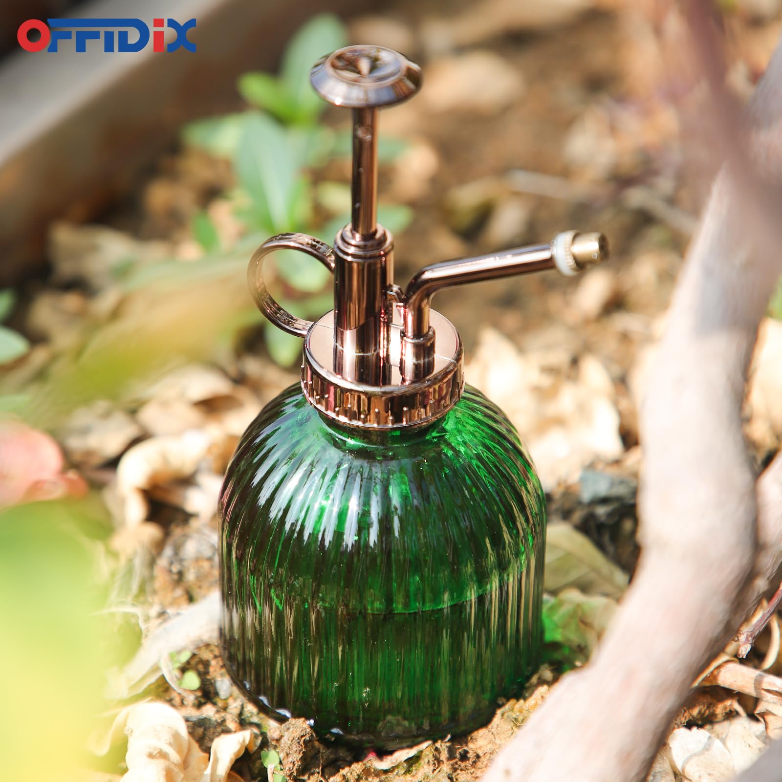 Amazon.com : OFFIDIX Plant Mister Spray Bottle Glass Mister for Inside 6.3"  Tall Vintage Style with Bronze Plastic Top Pump One Hand Watering Can for  Indoor Potted Plants Terrariums Green : Patio,