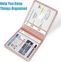 Vista 5 de DMLuna Soporte para Registro de Coche y Seguro, Organizador de Cuero para Documentos de Vehículo en Guantera, Accesorios de Compartimento para Auto