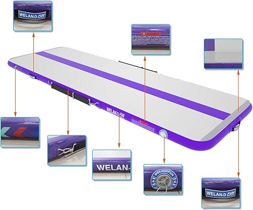 Miniatura 3 de WelandFun Colchoneta inflable de gimnasia de 10131620 pies de grosor para uso domésticogimnasioyogaentrenamientoanimadoraexteriorplayaparque con