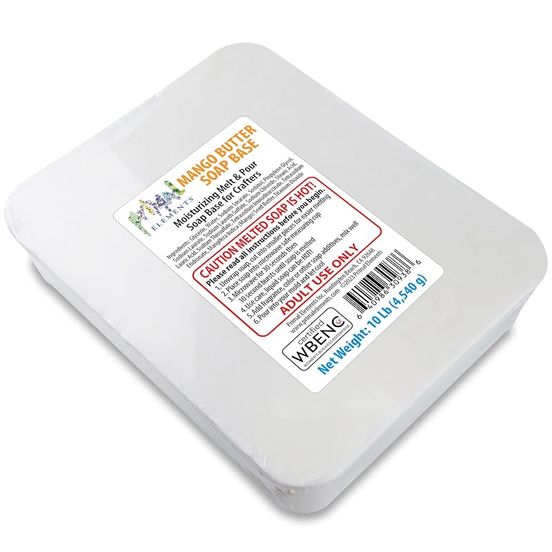 Base de sabonete de glicerina com manteiga de manga Primal Elements para derreter e despejar, 4,54 kg