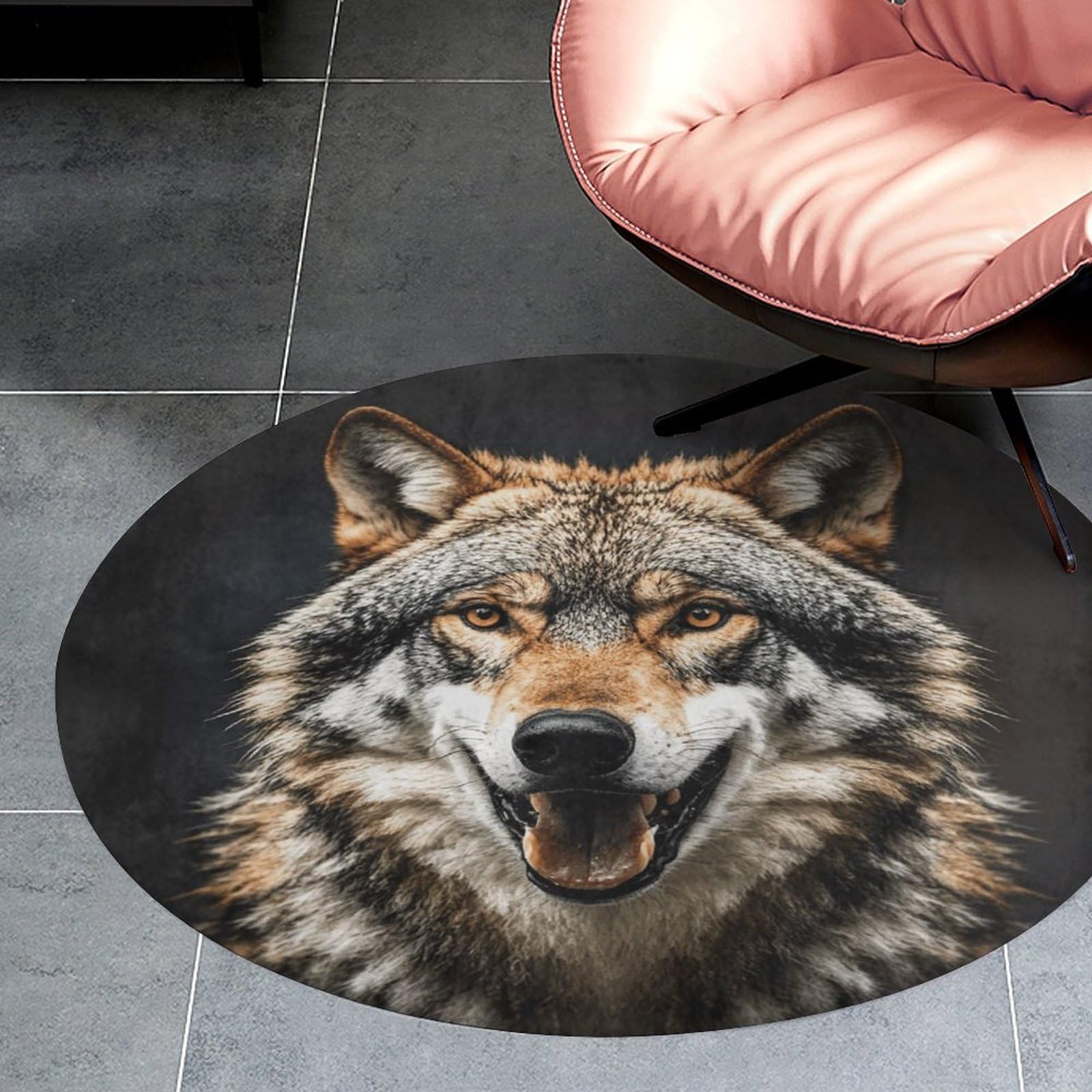 Tapis rond en velours corail anti-glisse de 90 cm pour sécuriser l'entrée de la maison