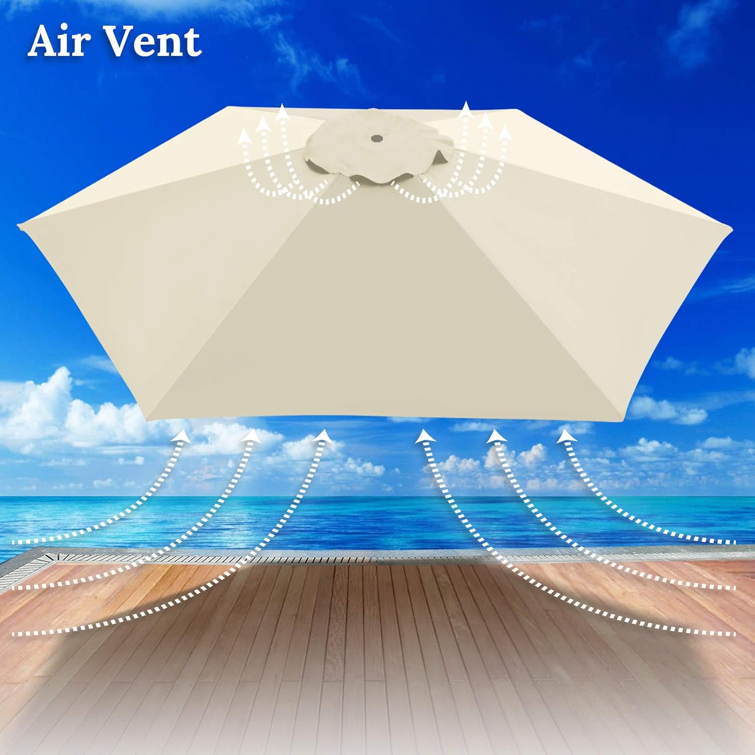 Umbrella Cover Canopy 9ft 8 Rib Patio Replacement Top Outdoor-ECRU