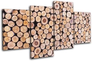 Bold Bloc Design - Teak Wood Log Bark Tree Nature Abstract 240x135cm MULTI Canvas Art Print Box Framed Picture Wall Hanging - Hand Made In The UK - Framed And Ready To Hang 13-4655(00B)-MP04-LO-E