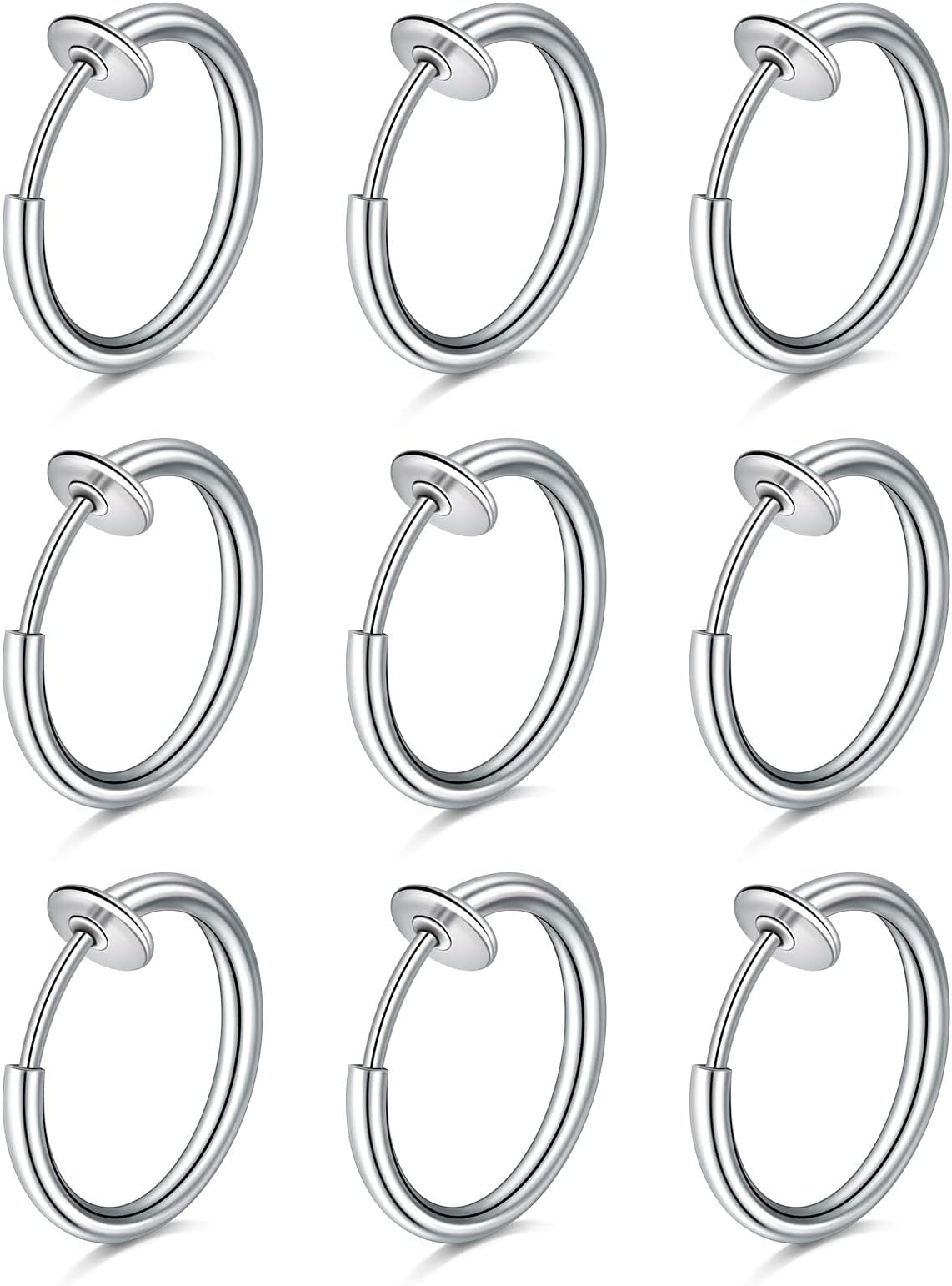 Fake Septum Piercing Faux Nose Rings Hoop Stainless Steel Faux Lip Ear Nose Septum Ring Non Piercing Clip On Nose Hoop Rings Body Piercing Jewelry
