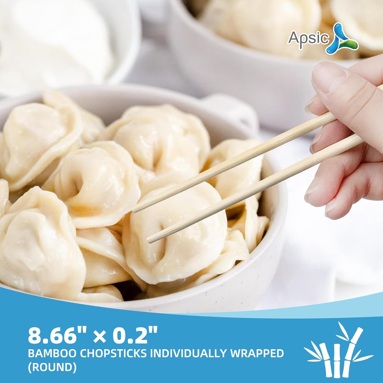 1600 Pairs Disposable Chopsticks - 8.66"*0.2" Restaurant Individually Wrapped, Convenient for Takeout, Bamboo Material, Ideal for Takeaway Restaurants and Snacks