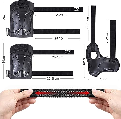 Miniatura 6 de Rodilleras para niñosjóvenesadultos, coderas con muñequeras, juego de 6 unidades para patineta, ciclismo, patinaje, bicicleta, scooter, equitación,