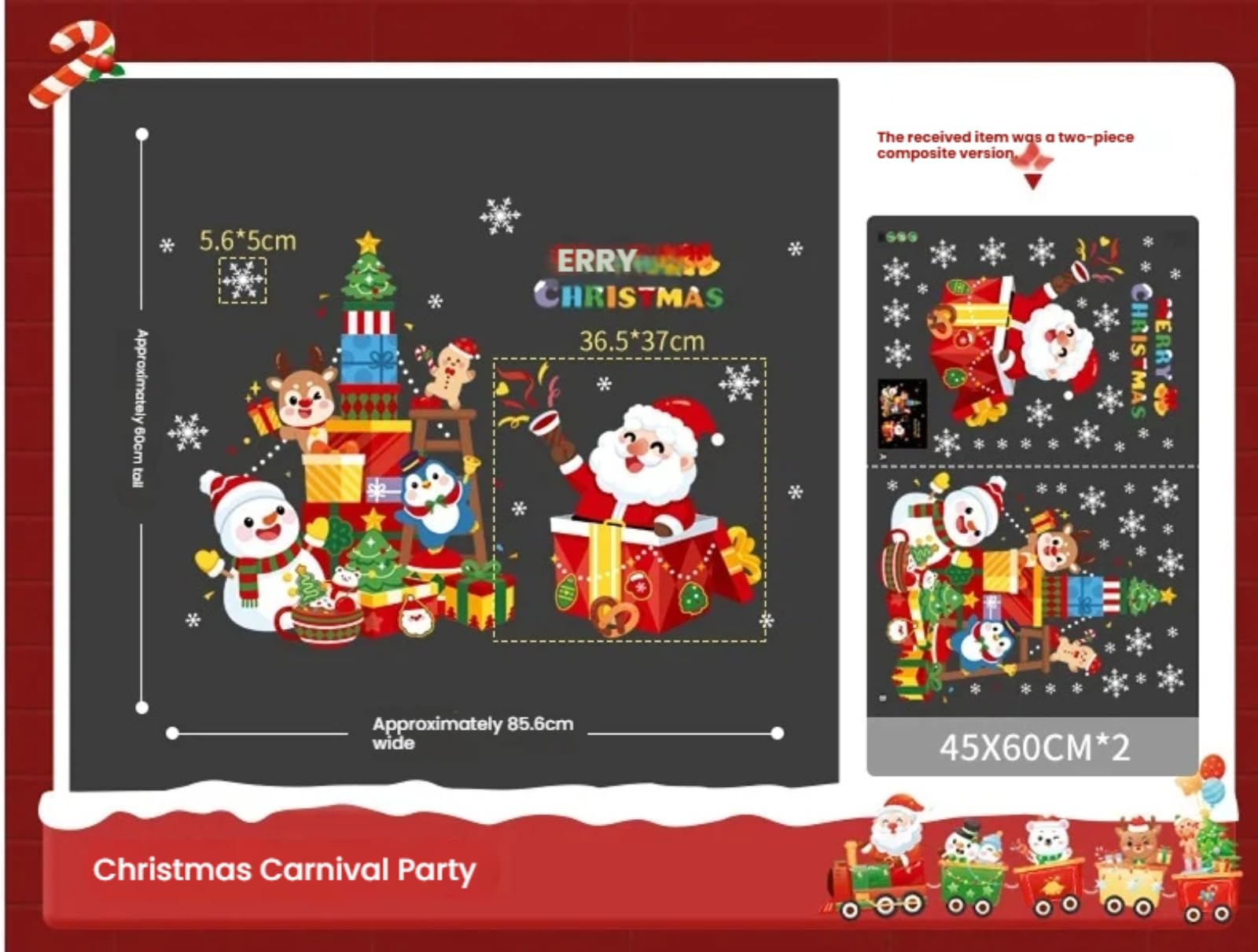 Adesivi per finestre a tema natalizio con motivi di fiocchi di neve e alberi di Natale per decorare vetri per finestre, pareti e rivestimenti.