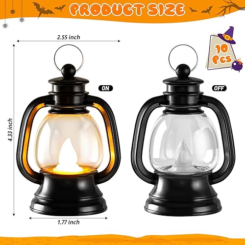 Miniatura 6 de 12 Pcs Halloween Mini Lantern, Lantern Centerpieces for Tables with LED Simulation Candle, 4 Inch Small Hanging Lantern, Lanterns Decorative for