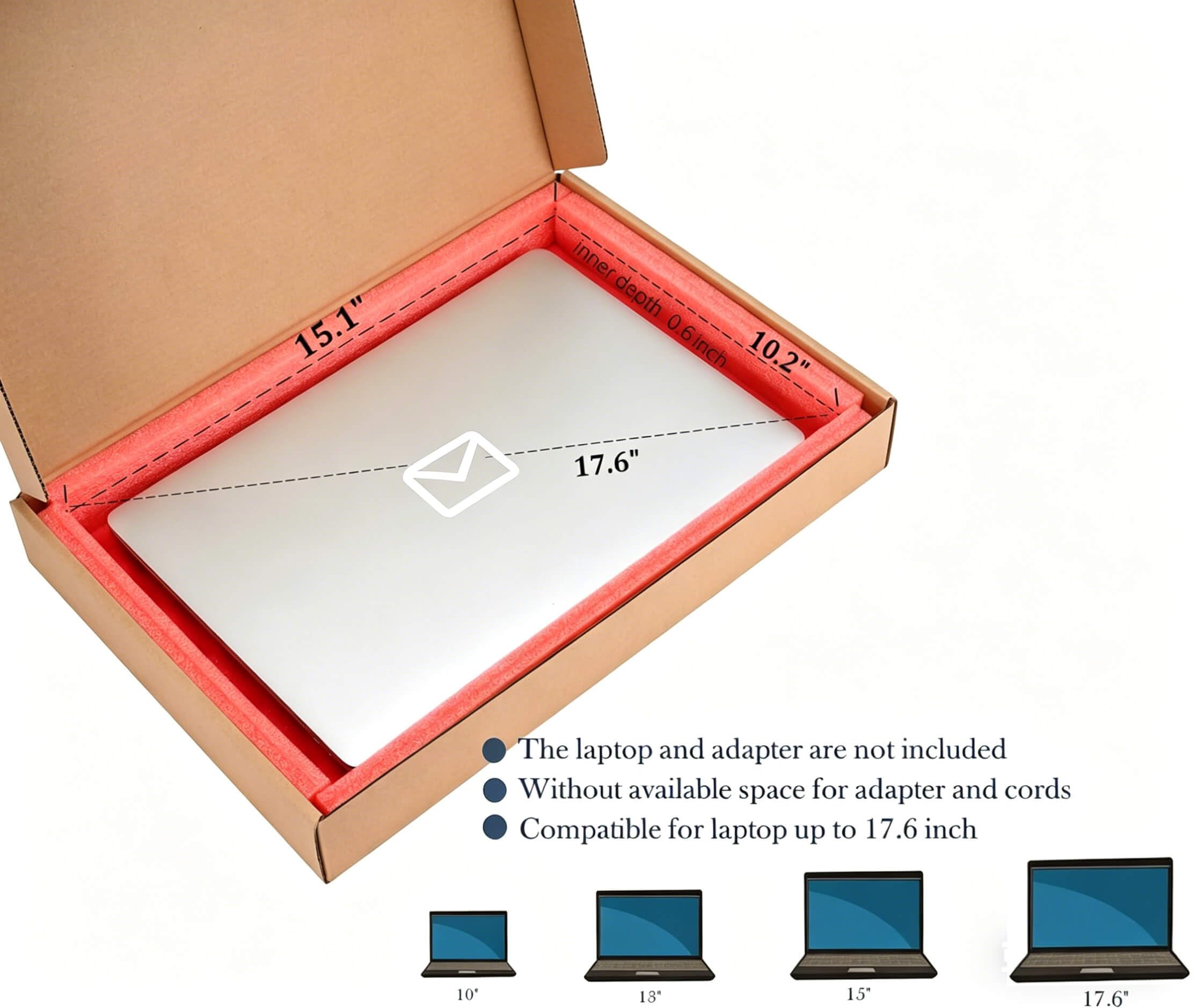 Laptop-Versandkarton, PC-Versandkartons, ohne verfügbaren Platz für Ladegeräte, ideal für Laptop-Versand, Aufbewahrung von Kunstwerken und Umzug von Wertteilen
