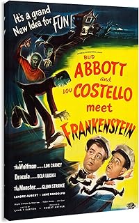 Canvas Print Wall Art - Vintage Poster for Abbott and Costello Meet Frankenstein, an 1948 American Horror Comedy - 32x48 inches