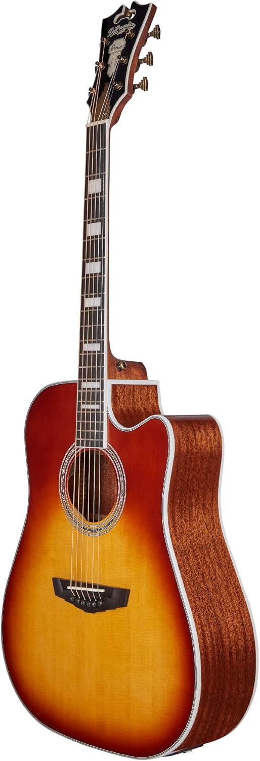 D'Angelico Electro 6 String Acoustic-Electric Guitar, Right, Iced Tea Burst (DAPD500ITBAPS)