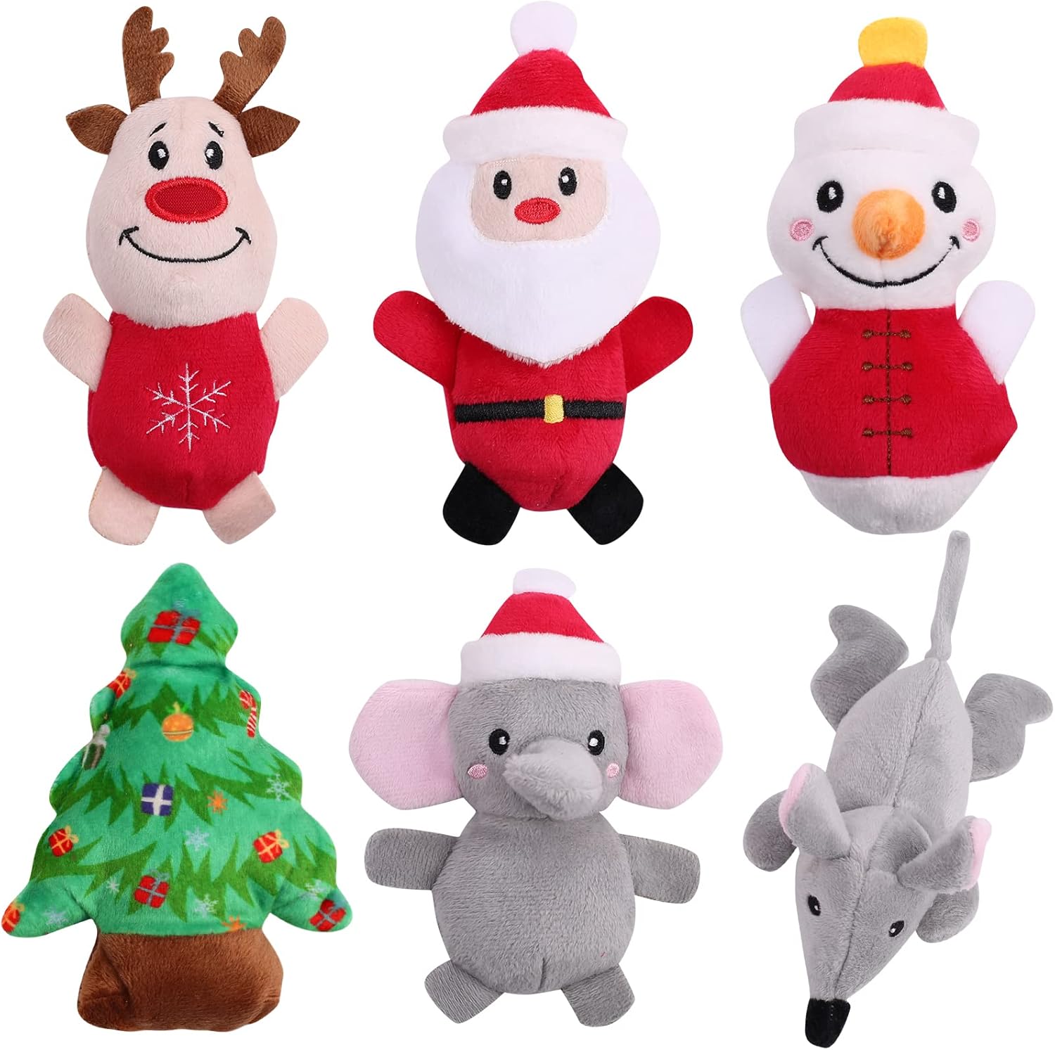 Malier 6PCS Cat Christmas Toys, Cat Toys for Indoor Cats, Catnip Filled Cat Teething Chew Toys Catnip Toys for Cats, Cute Plush Christmas Kitty Kitten Catnip Toys for Cats Exercise (Christmas)