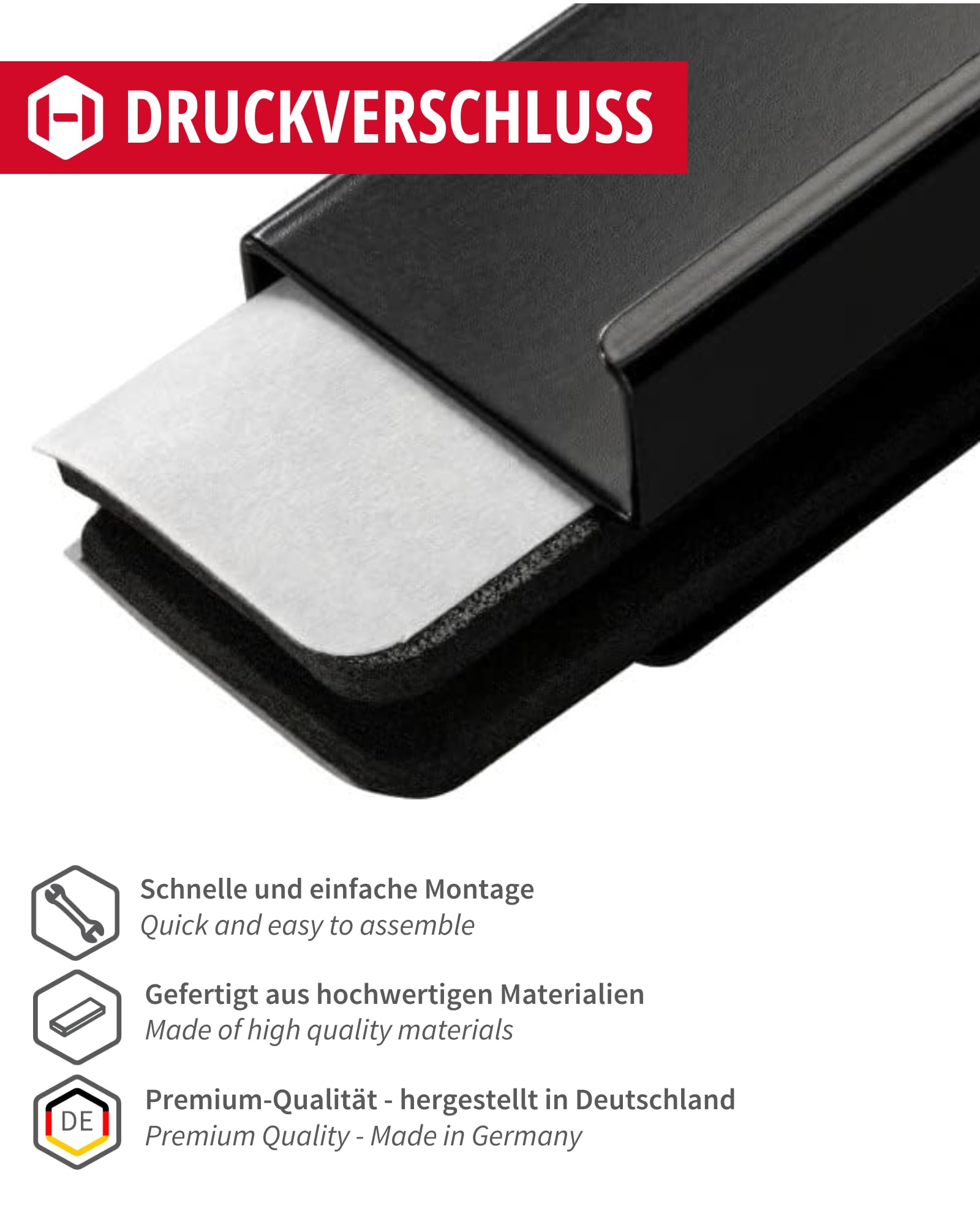 Gedotec Black Magnetic Push Lock - H6058, Gegenstück mit Griff - schwarz - Image 2